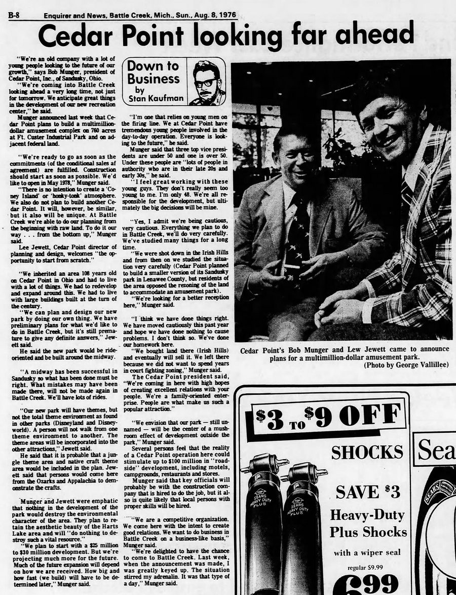 Frontier City - Aug 1976 On Cedar Point Plans (newer photo)